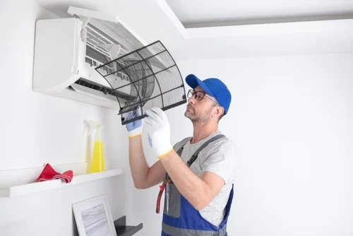 High-efficiency ductless mini-split wall unit providing zoned cooling in a Baytown, TX home.